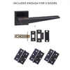 Three Pack Forme Naxos Designer Lever on Minimal Square Rose Matt Black Combo Handle Pack