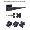 Four Pack Forme Naxos Designer Lever on Minimal Square Rose Matt Black Combo Handle Pack