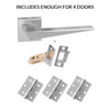 Four Pack Forme Naxos Designer Lever on Minimal Square Rose Satin Chrome Combo Handle Pack