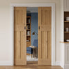Rustic Oak 1930 DX Shaker Double Evokit Pocket Doors - Prefinished