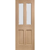 SpaceEasi Top Mounted Black Folding Track & Double Door - Malton Oak Door - No Raised Mouldings - Bevelled Clear Glass - Prefinished