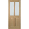 Top Mounted Stainless Steel Sliding Track & Door - Richmond Oak Door - Bevelled Clear Glass - Prefinished