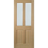 Top Mounted Stainless Steel Sliding Track & Double Door - Richmond Oak Doors - Bevelled Clear Glass - Prefinished