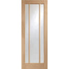 Premium Single Sliding Door & Wall Track - Worcester Oak 3 Pane Door - Clear Glass - Unfinished