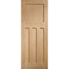 SpaceEasi Top Mounted Black Folding Track & Double Door - DX Oak Panel Door - 1930's Style -Unfinished