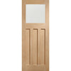 SpaceEasi Top Mounted Black Folding Track & Double Door - DX 1930's Oak Door - Obscure Glass - Prefinished