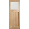Top Mounted Stainless Steel Sliding Track & Double Door - DX 1930's Oak Doors - Obscure Glass - Prefinished