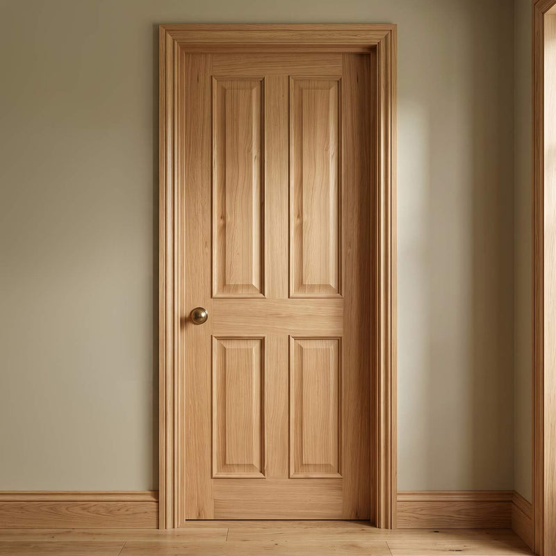 Oak Fire Internal Door, Regency 4 Panel - Raised Mouldings - 1/2 Hour Fire Rated