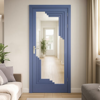 Image: Urban Deco® Solid Wood Internal Door UK Made - Clear Glass - Heather Blue Premium Primed - Bespoke Sizes