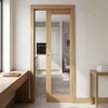 Pattern 10 Style Oak Single Evokit Pocket Door - Clear Glass - Unfinished