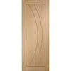 Premium Single Sliding Door & Wall Track - Salerno Oak Flush Door - Unfinished