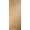 Premium Single Sliding Door & Wall Track - Treviso Oak Flush Door - Unfinished