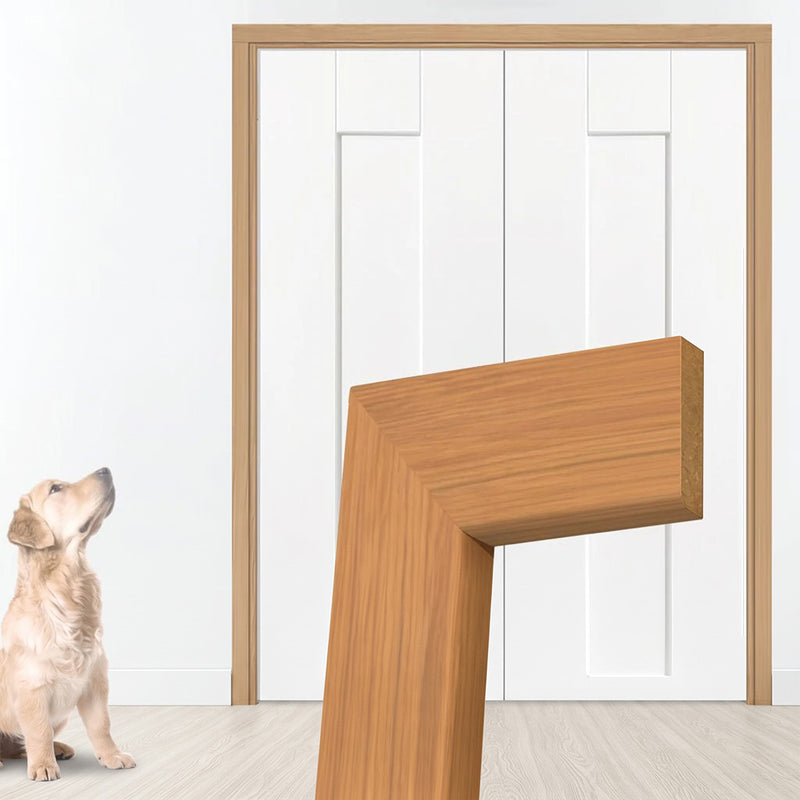 Made to Size Double Interior Prefinished Oak Veneered Frame and Simple Architrave Set