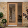 External Door & Frame Set - Shaker 1L Oak - Clear Double Glazing - One Unglazed Side Screen