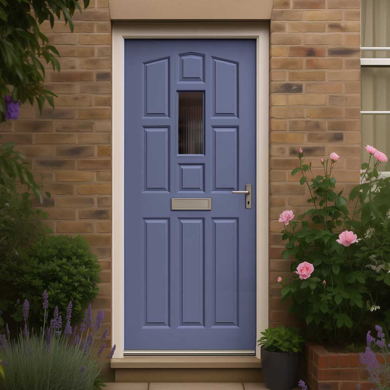 York Meranti Hardwood Wooden Front Door - Reeded Double Glazing - Colour Options