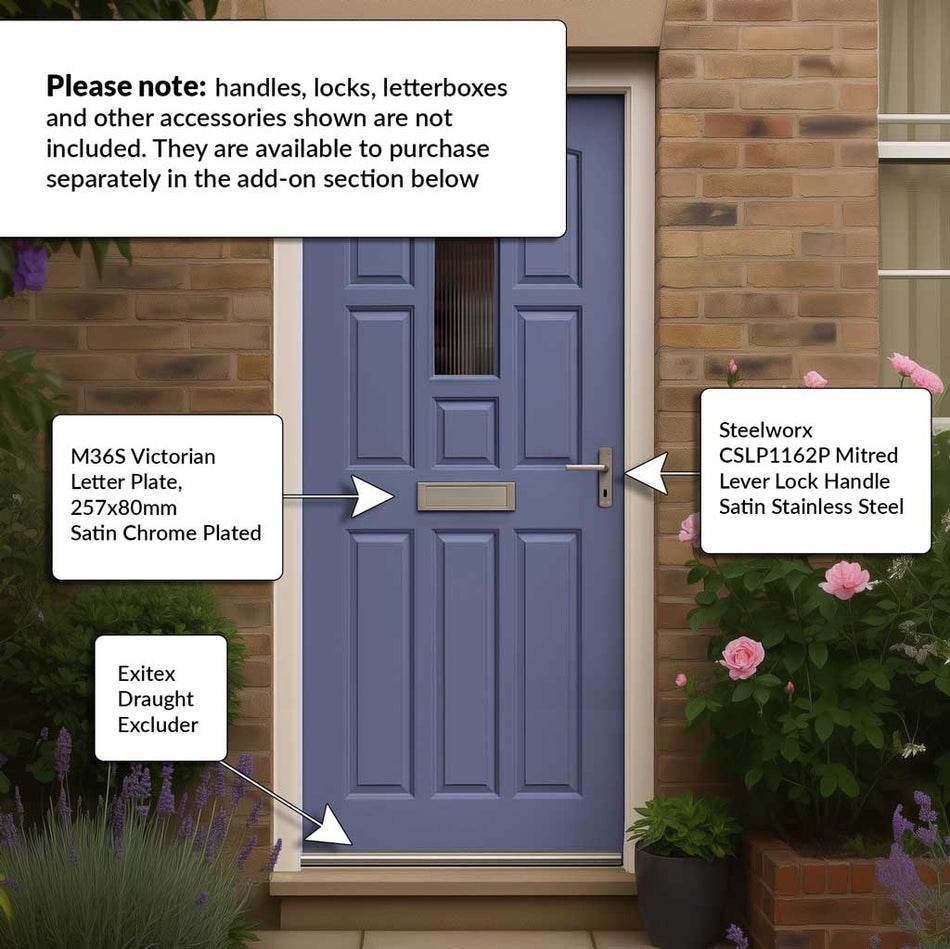 York Meranti Hardwood Wooden Front Door - Reeded Double Glazing - Colour Options