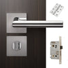 Orlando Door Lever Bathroom Handle Pack - 3 Square Hinges - Polished Stainless Steel