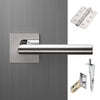 Orlando Double Door Lever Handle Pack - 8 Radius Cornered Hinges - Polished Stainless Steel - Combo Handle and Accessory Pack