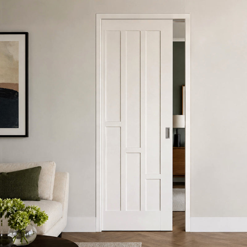 Coventry Style Panel Single Evokit Pocket Door - White Primed