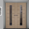 Prefinished Palermo 1 Pane Flush Door Pair - Clear Glass - Choose Your Colour