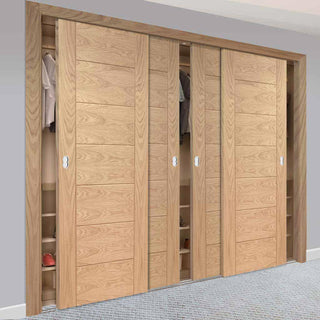 Image: Minimalist Wardrobe Door & Frame Kit - Four Palermo Oak Doors - Prefinished