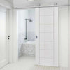 Top Mounted Stainless Steel Sliding Track & Door - Palermo Flush Door - White Primed