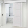 Single Sliding Door & Wall Track - Palermo Flush Door - White Primed