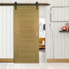 Single Sliding Door & Black Barn Track - Pamplona Oak Flush Door - Prefinished