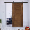 Single Sliding Door & Black Barn Track - Pamplona Walnut Prefinished Door