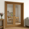 Pattern 10 Oak Internal Door Pair - Clear Glass - Unfinished