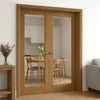 Pattern 10 Oak Internal Door Pair - Clear Glass - Unfinished