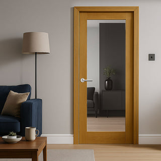 Image: Pattern 10 Oak Panel Internal Door - Clear Glass - Unfinished