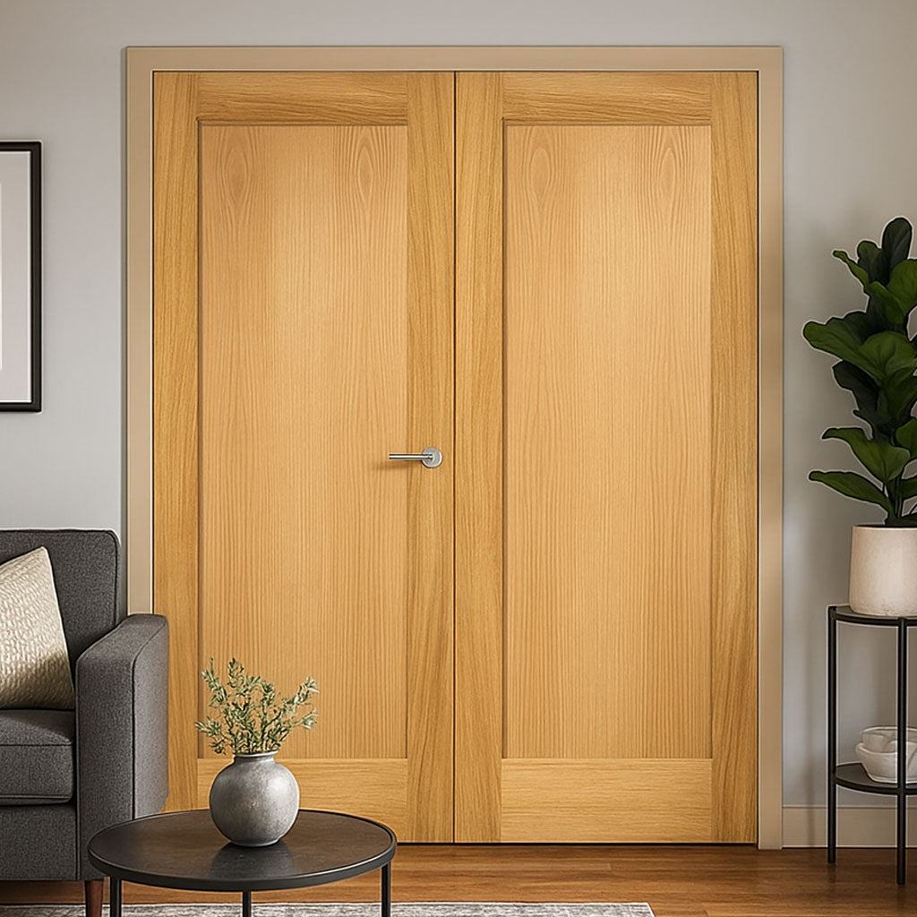 Pattern 10 Oak Panel Internal Door Pair - Unfinished