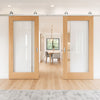Top Mounted Stainless Steel Sliding Track & Double Door - Pattern 10 Style Oak Internal Door - Clear Glass