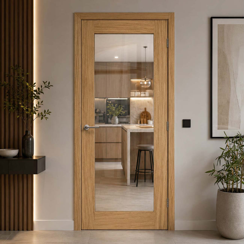 Full Pane Oak Internal Door - Clear Glass
