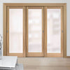 Minimalist Wardrobe Door & Frame Kit - Three Pattern 10 Oak Doors - Frosted Glass - Unfinished