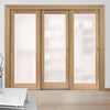 Minimalist Wardrobe Door & Frame Kit - Three Pattern 10 Oak Doors - Frosted Glass - Unfinished