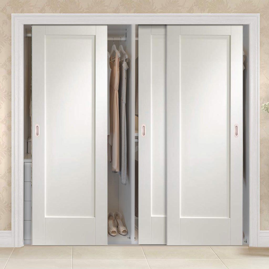 Minimalist Wardrobe Door & Frame Kit - Three Pattern 10 Style 1 Panel Doors - White Primed