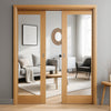 Pattern 10 Style Oak Double Evokit Pocket Door - Clear Glass - Unfinished