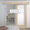 Single Sliding Door & Wall Track - Pattern 10 Oak 1 Pane Door - Clear Glass - Prefinished