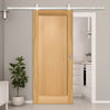 Top Mounted Stainless Steel Sliding Track & Door - Pattern 10 Style Oak Panel Internal Door - Unfinished