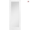 ThruEasi White Room Divider - Pattern 10 with Clear Glass Unfinished Door Pair with Full Glass Side