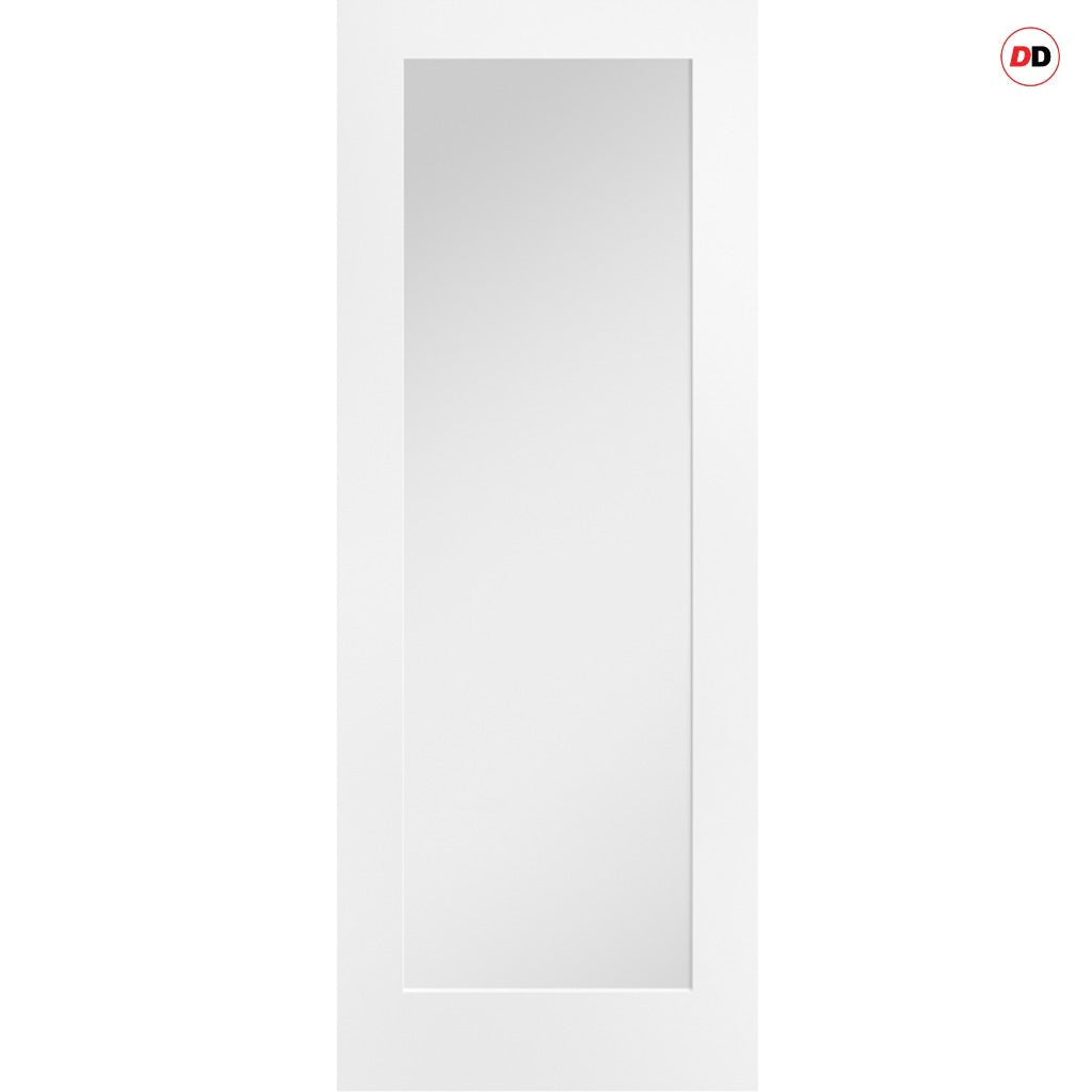 Pattern 10 Style Panel Single Evokit Pocket Door - Clear Glass - White