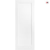 White door with a minimal design on a white background