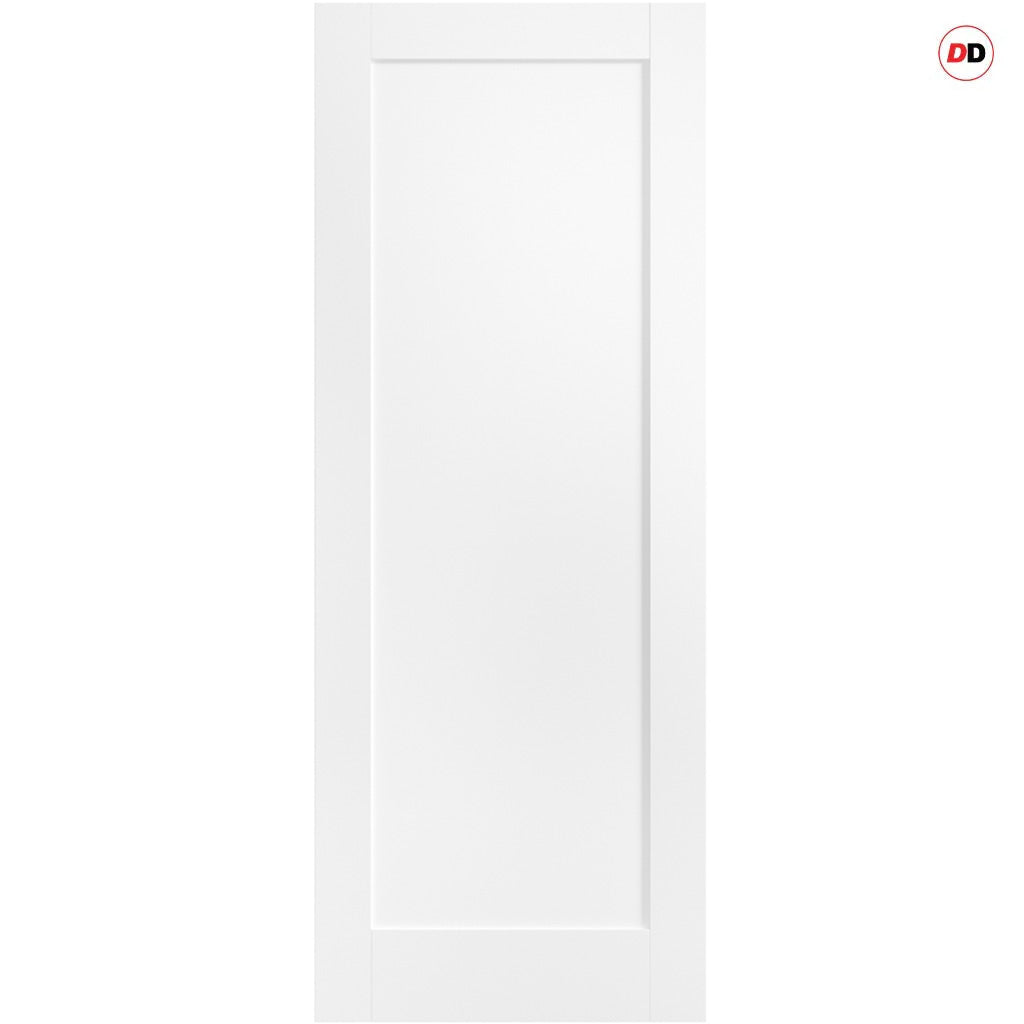 White door with a minimal design on a white background