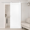 Top Mounted Stainless Steel Sliding Track & Door - Pattern 10 Style Panel Internal Door - White Primed