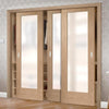 Minimalist Wardrobe Door & Frame Kit - Three Pattern 10 Shaker Oak Doors - Obscure Glass - Unfinished
