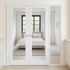 ThruEasi White Room Divider - Pattern 10 with Clear Glass Unfinished Door Pair with Full Glass Side