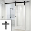 Single Sliding Door & Black Barn Track - Pattern 10 1 Pane Door - Clear Glass - White Primed