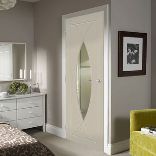 Image: Prefinished Pesaro Flush Door - Clear Glass - Choose Your Colour